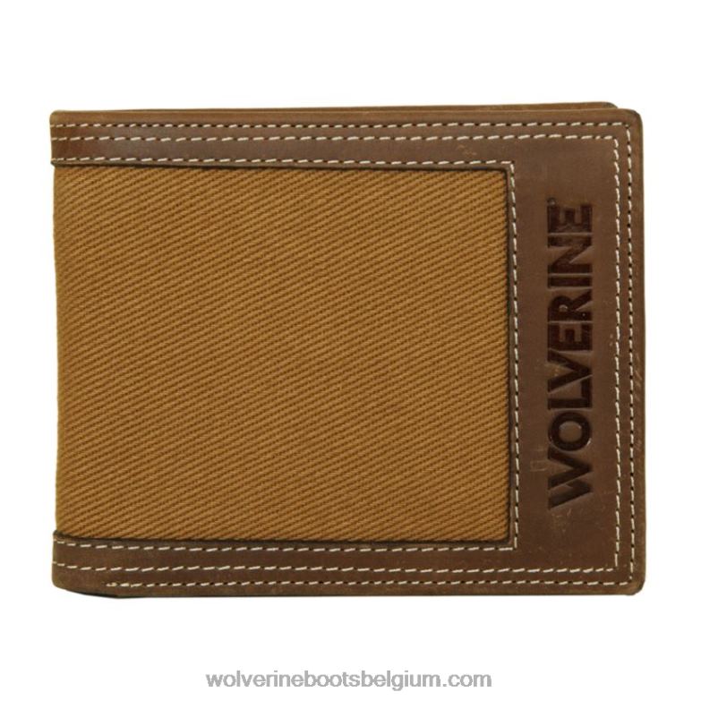 unisexe portefeuille à deux volets en toile et cuir FLPHX316 Wolverine marron/marron