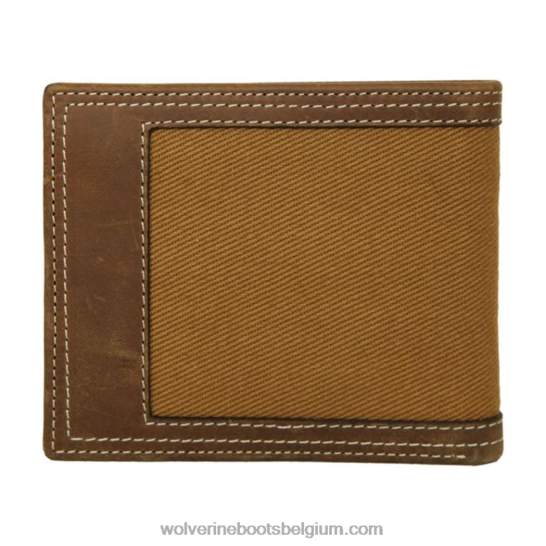 unisexe portefeuille à deux volets en toile et cuir FLPHX316 Wolverine marron/marron