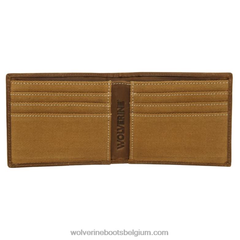 unisexe portefeuille à deux volets en toile et cuir FLPHX316 Wolverine marron/marron