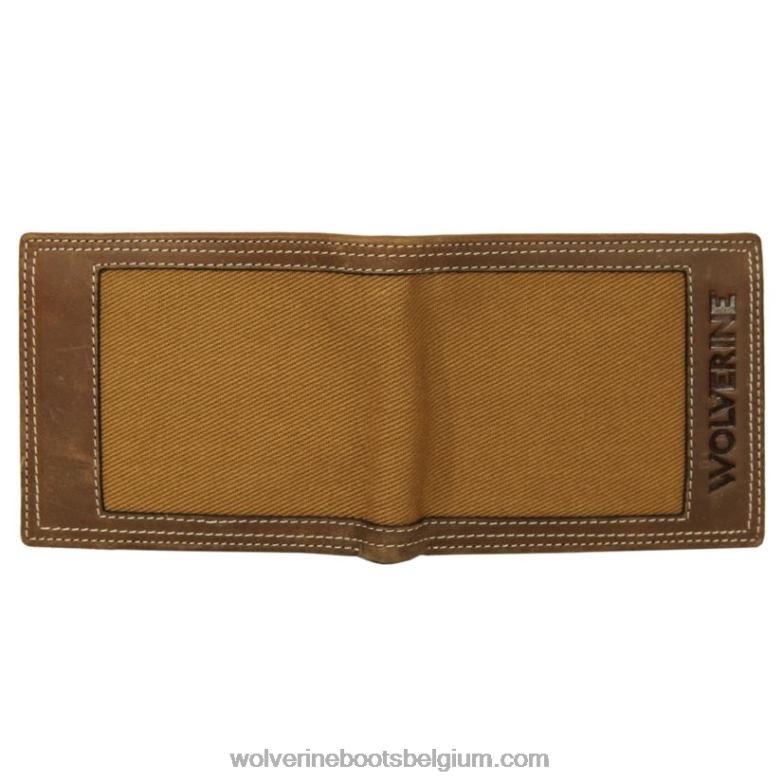 unisexe portefeuille à deux volets en toile et cuir FLPHX316 Wolverine marron/marron