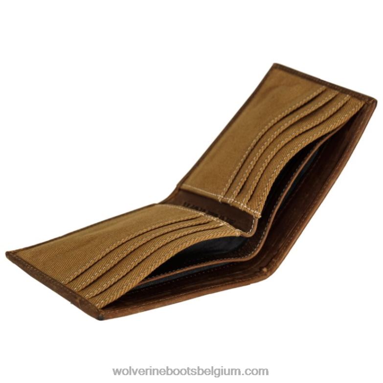 unisexe portefeuille à deux volets en toile et cuir FLPHX316 Wolverine marron/marron