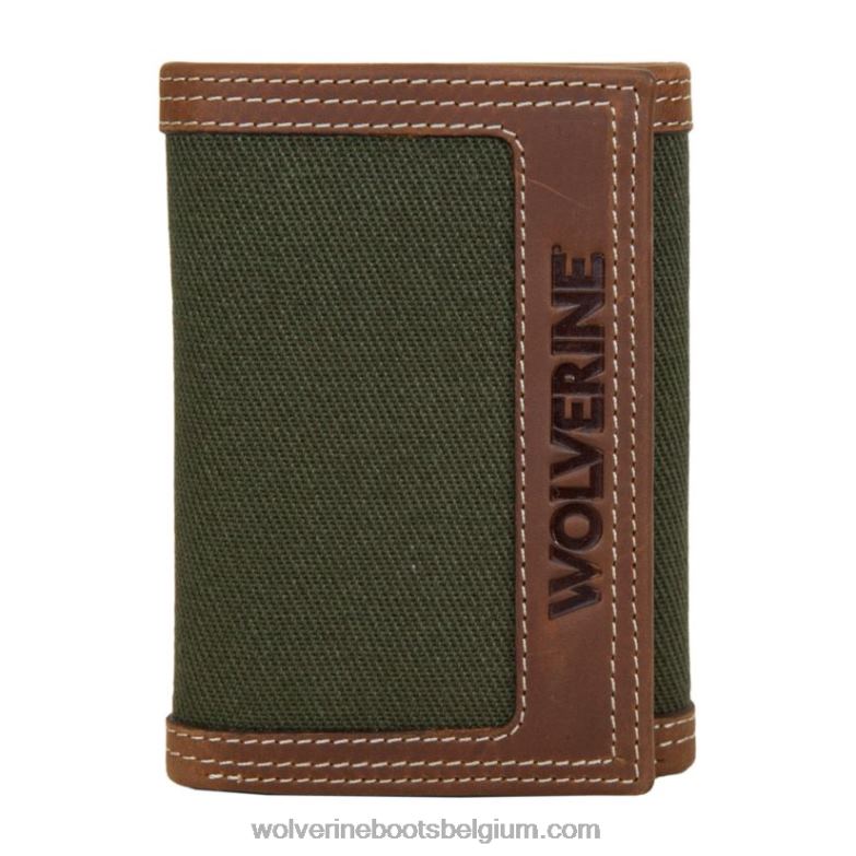 unisexe portefeuille à trois volets en toile et cuir FLPHX280 Wolverine marron/olive