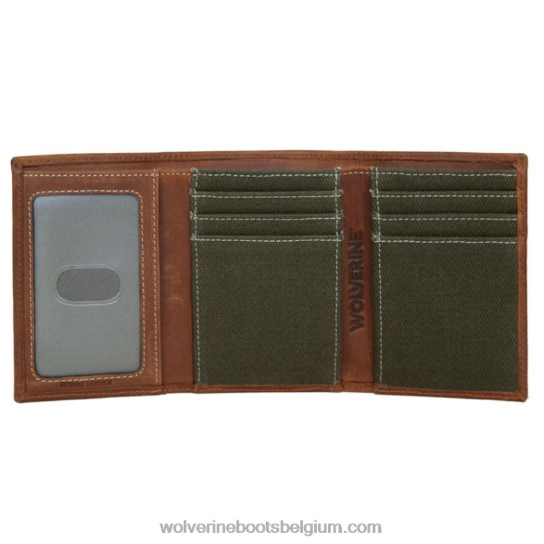 unisexe portefeuille à trois volets en toile et cuir FLPHX280 Wolverine marron/olive