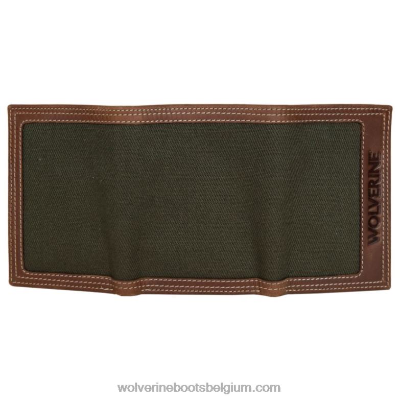 unisexe portefeuille à trois volets en toile et cuir FLPHX280 Wolverine marron/olive