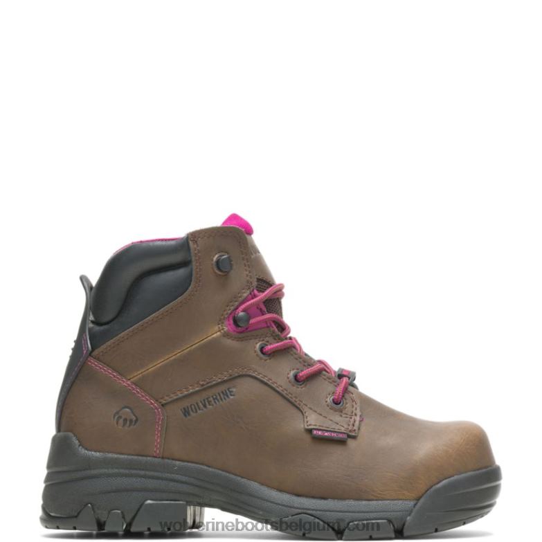 femmes botte de travail imperméable merlin de 6 po à embout en composite FLPHX58 Wolverine brun