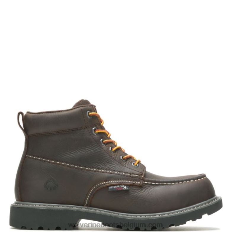 Hommes Botte de travail Floorhand Moc-Toe de 6 po à embout d'acier FLPHX60 Wolverine marron foncé