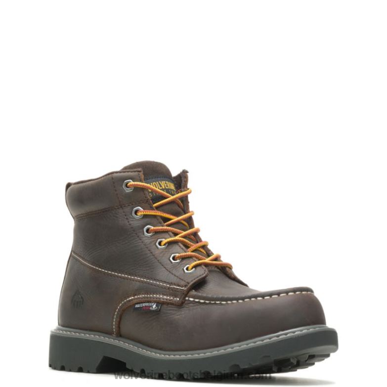 Hommes Botte de travail Floorhand Moc-Toe de 6 po à embout d'acier FLPHX60 Wolverine marron foncé