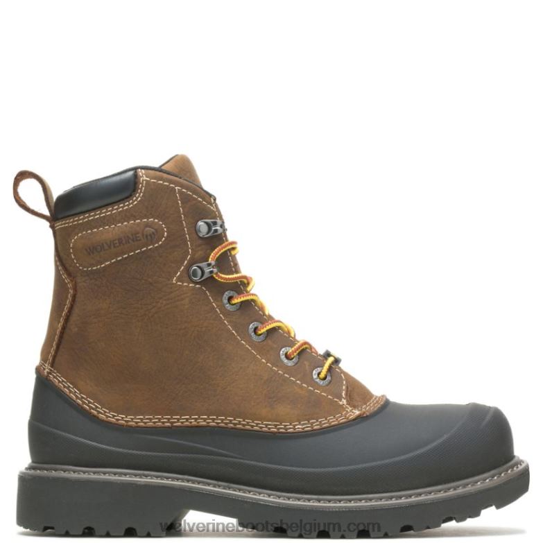 Hommes botte de travail floorhand swamp 6" à embout d'acier FLPHX97 Wolverine marron foncé
