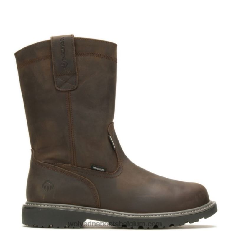 Hommes botte de travail wellington à embout d'acier met-guard floorhand FLPHX150 Wolverine marron foncé
