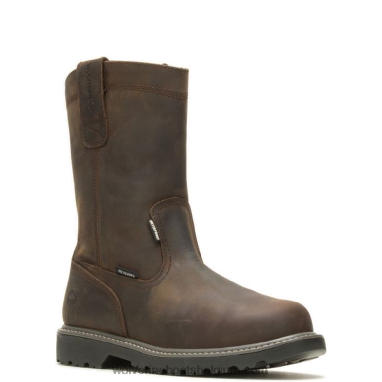 Hommes botte de travail wellington à embout d'acier met-guard floorhand FLPHX150 Wolverine marron foncé
