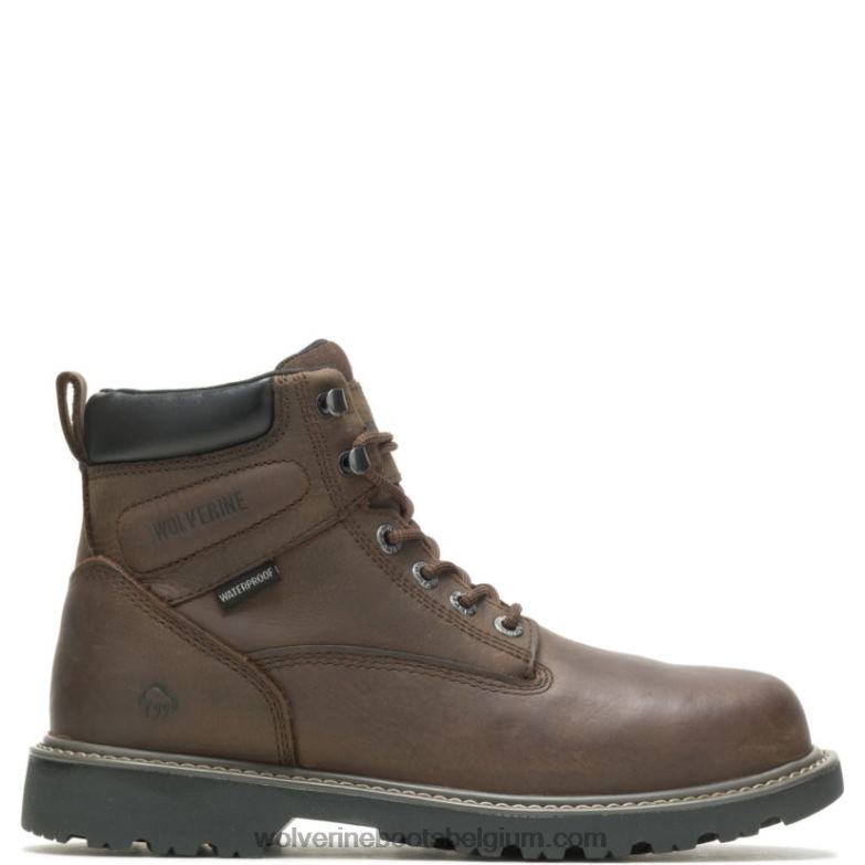 Hommes botte de travail imperméable de 6 po à embout d'acier FLPHX13 Wolverine marron foncé
