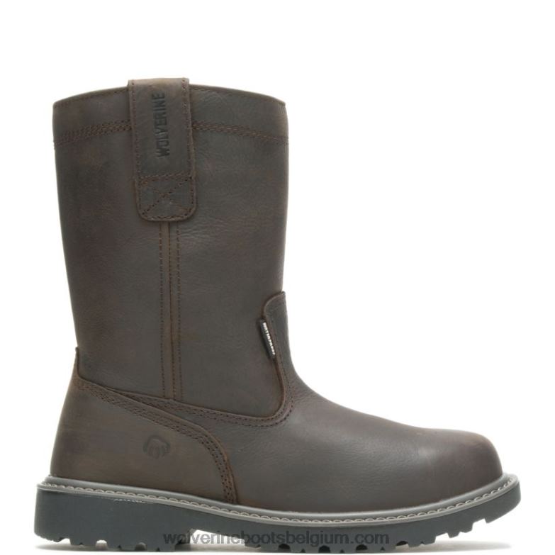 Hommes embout d'acier imperméable à l'eau 10" wellington FLPHX46 Wolverine marron foncé