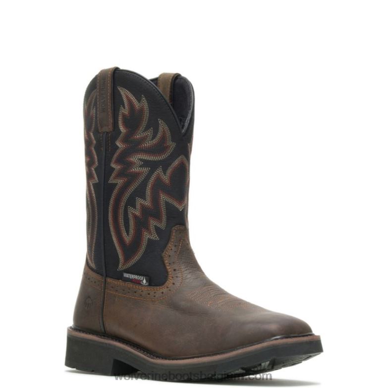 Hommes rancher imperméable à embout d'acier wellington FLPHX70 Wolverine noir marron