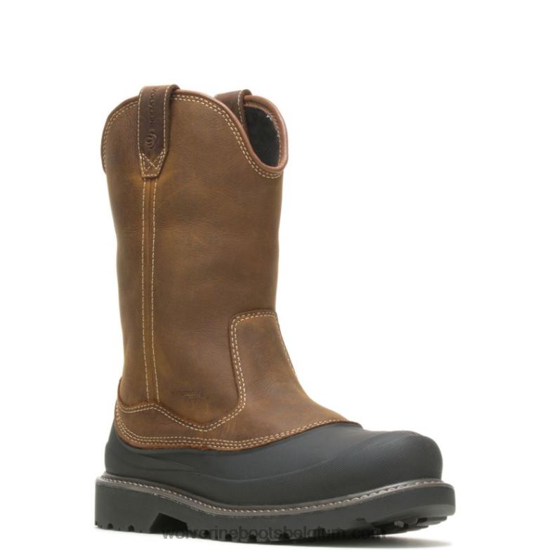 Hommes travail au sol des marais à embout d'acier wellington FLPHX93 Wolverine marron foncé