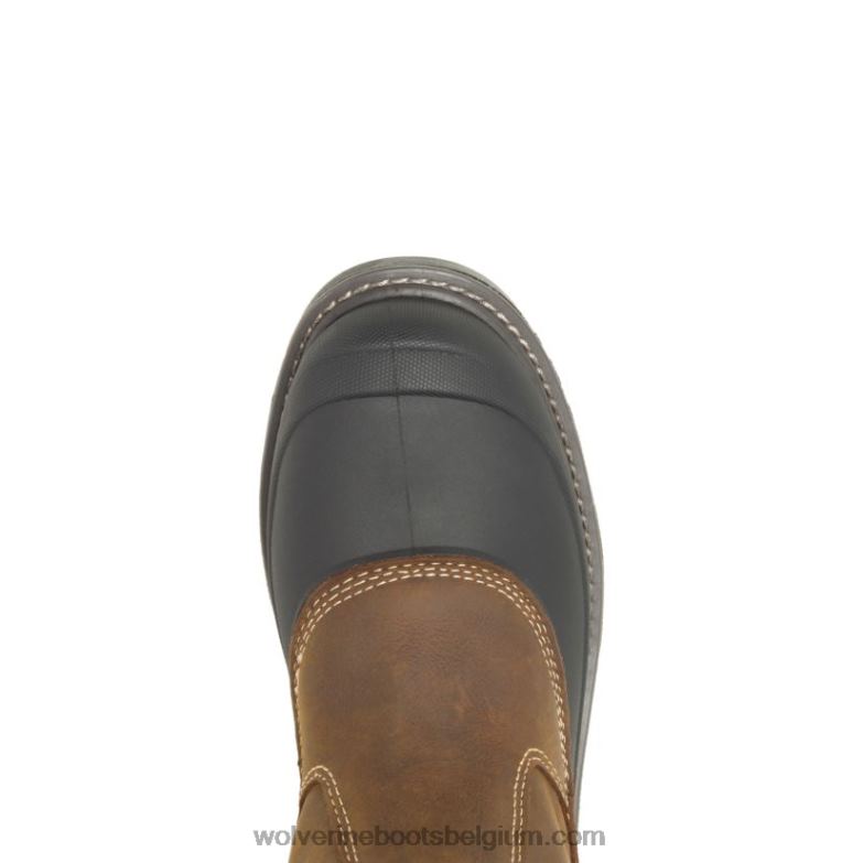 Hommes travail au sol des marais à embout d'acier wellington FLPHX93 Wolverine marron foncé