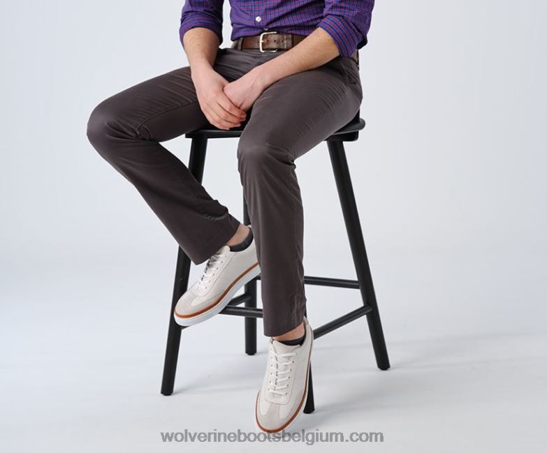 Hommes baskets blvd court FLPHX224 Wolverine cuir blanc/daim pierre