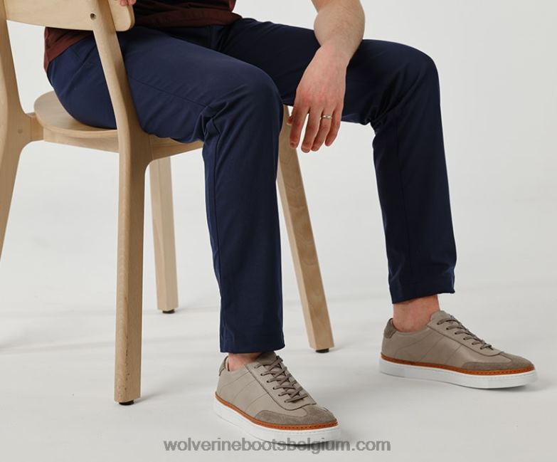 Hommes baskets blvd court FLPHX225 Wolverine cuir gris/daim gris