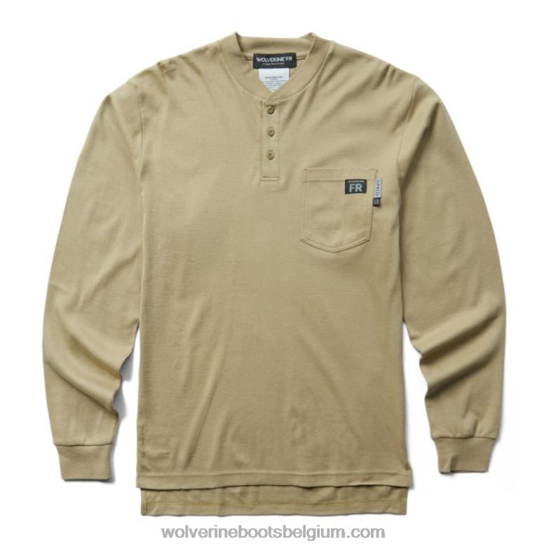 Hommes fr henley à manches longues FLPHX275 Wolverine kaki