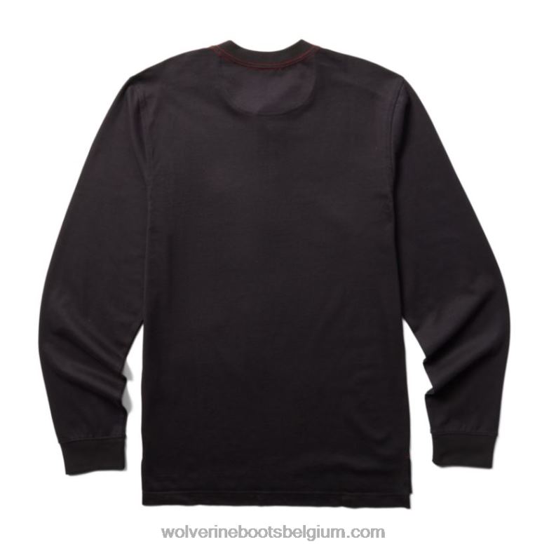 Hommes henley en coton à manches longues Guardian FLPHX253 Wolverine noir