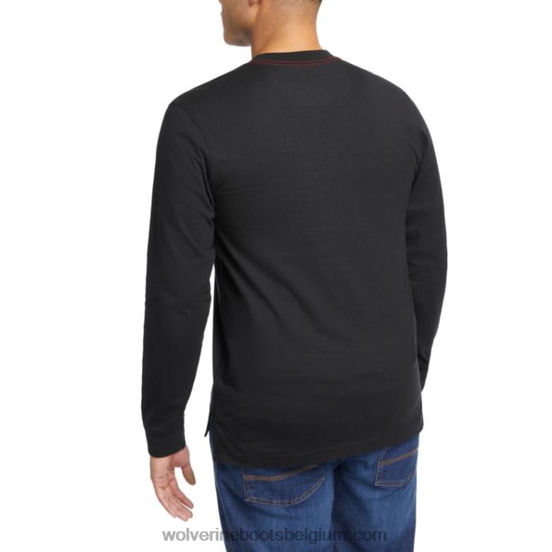 Hommes henley en coton à manches longues Guardian FLPHX253 Wolverine noir