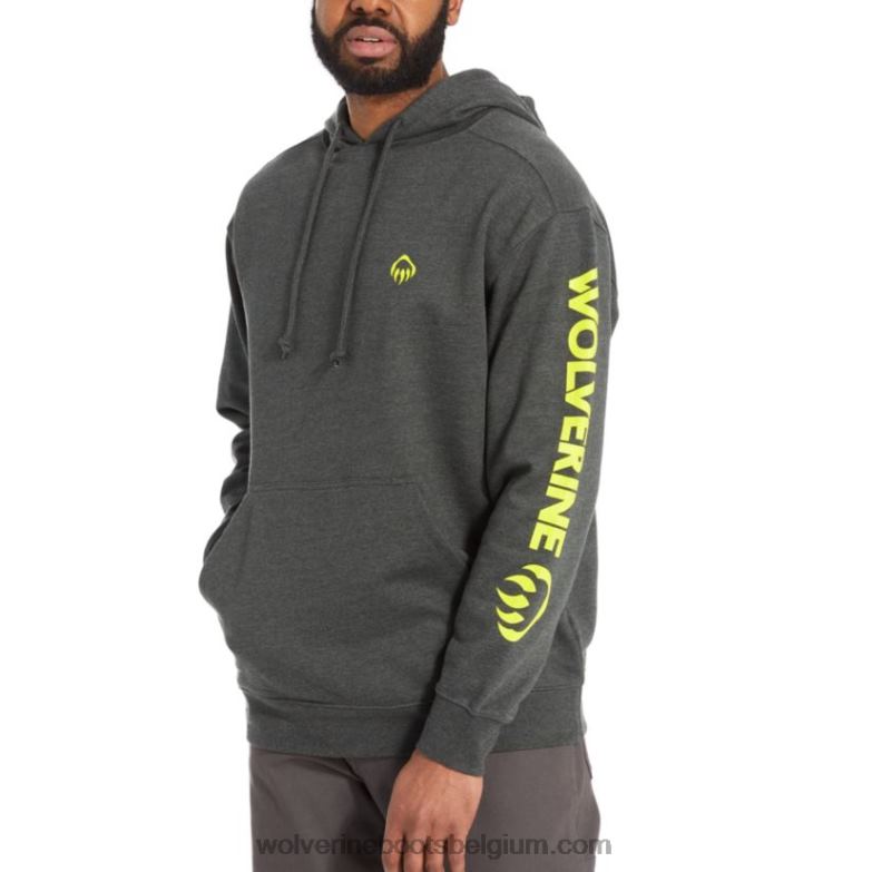 Hommes sweat à capuche graphique- logo sur la manche FLPHX233 Wolverine bruyère onyx