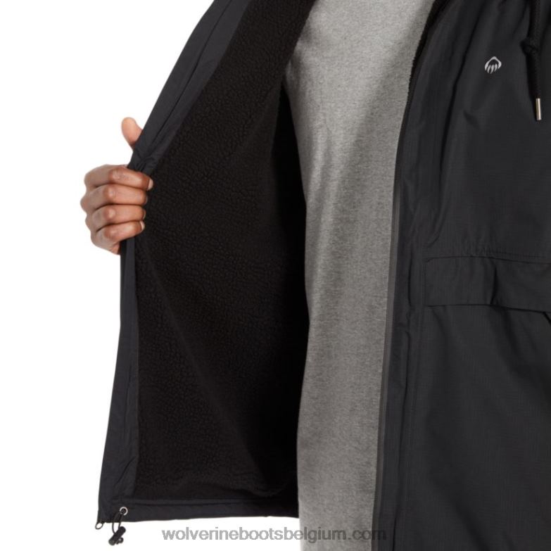 Hommes veste de pluie doublée en sherpa i-90 FLPHX246 Wolverine noir